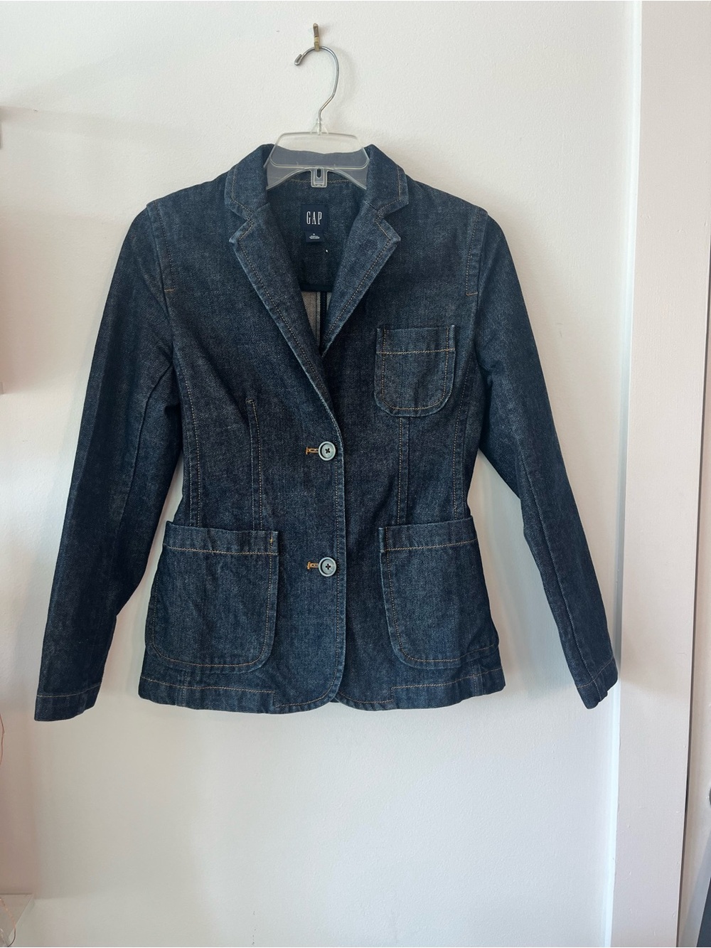 GAP Vintage Women's Dark Blue Denim Blazer Jacket